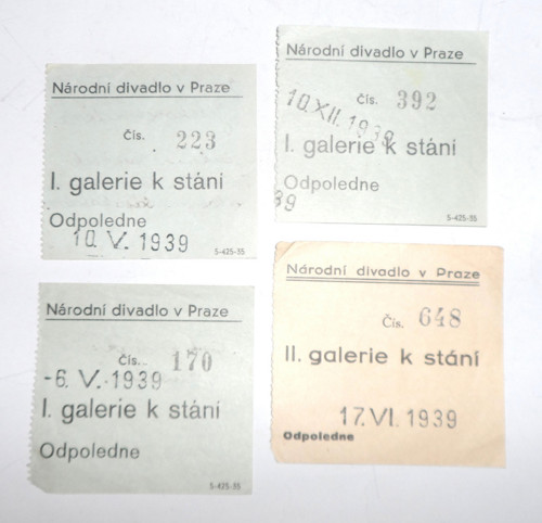 4x VSTUPENKA • Národní divadlo, Praha 1939