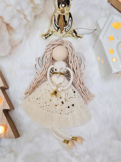Anděl macramé VÁNOČNÍ SEN NATURELA GOLD Č.1