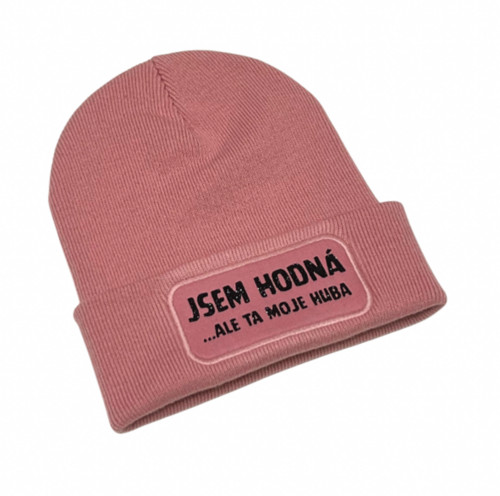Čepice “Jsem hodná, ale ta moje huba” růžová