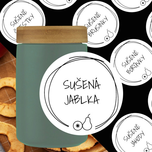 12 etiket na SUŠENÉ OVOCE bílé
