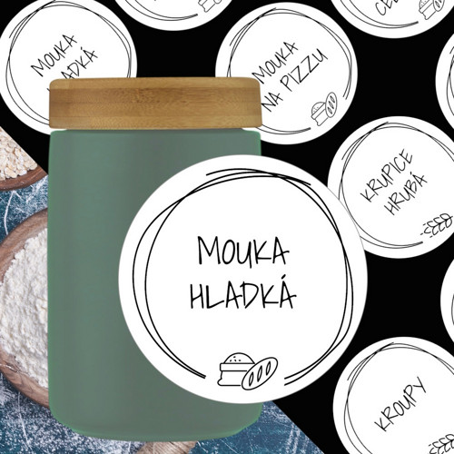 36 etiket na potraviny sada A bílé