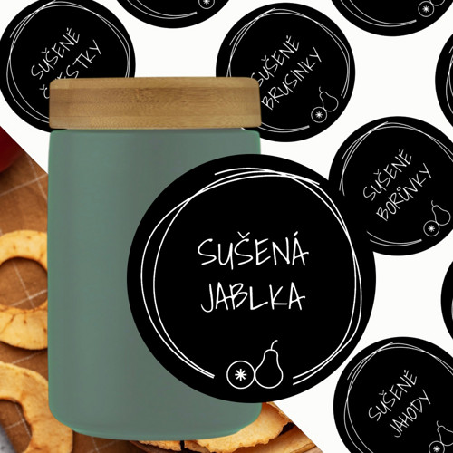 12 etiket na SUŠENÉ OVOCE černé