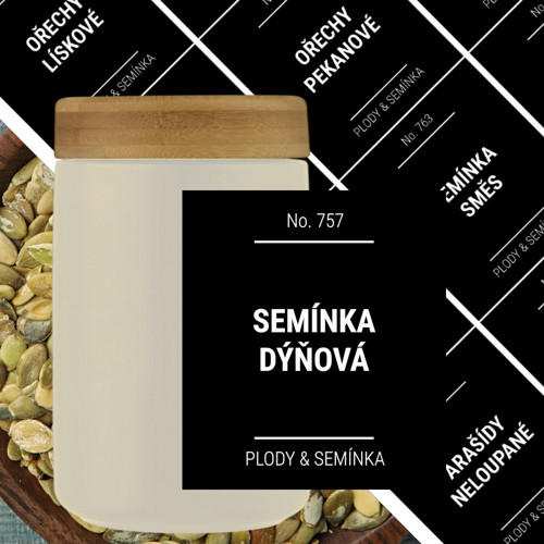 12 etiket na PLODY A SEMÍNKA černé