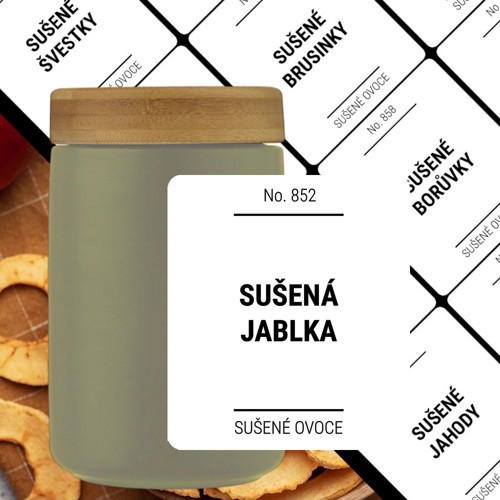 12 etiket na SUŠENÉ OVOCE bílé