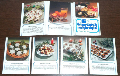 6x vánoční POHLEDNICE, recepty cukroví