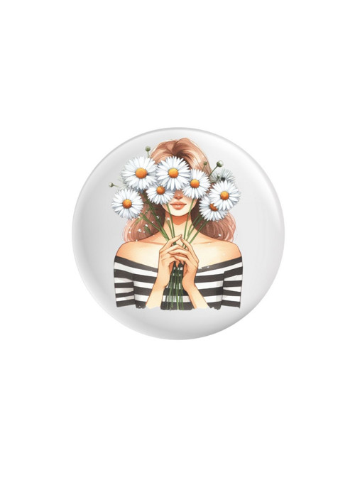 Placka (odznak, button) - Girl with daisies