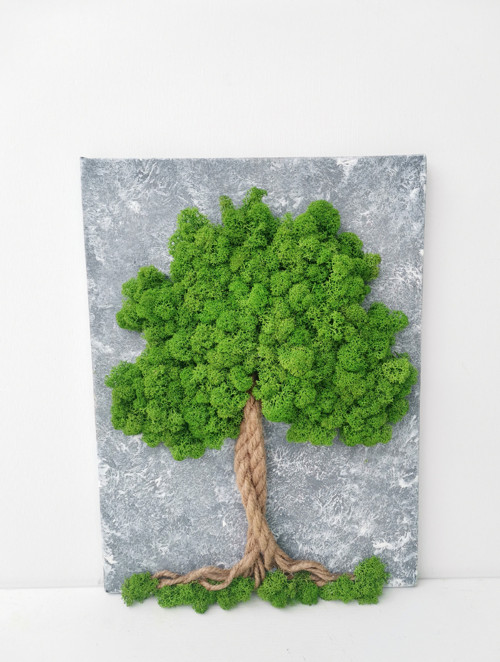 Živý mechový obraz, strom 30x40cm