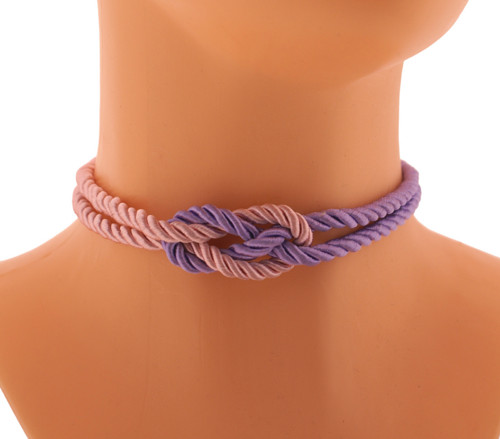 Pastel goth růžový špagátový obojek na krk