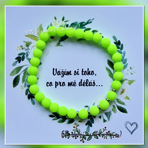 Elegantní neonový korálkový NÁRAMEK s ocel.dílky