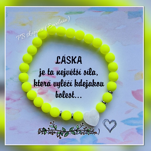 Elegantní neonový korálk. NÁRAMEK s perleť.srdíčke