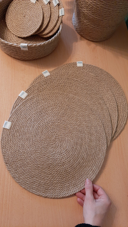 Kulaté jutové prostírání 30cm SADA 4ks