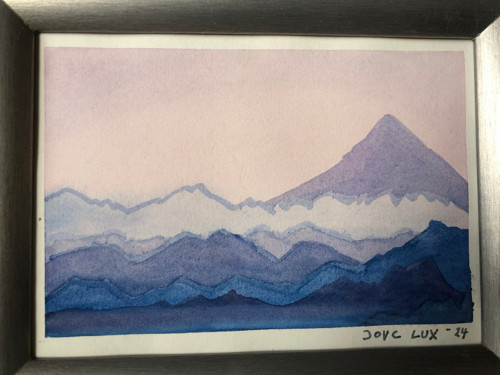 Originál akvarel Dreamy mountains