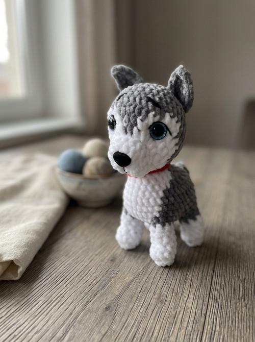 Háčkované štěňátko husky
