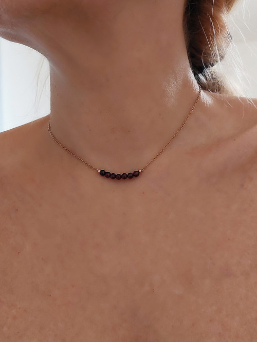 Náhrdelník Dara růžové zlato s granátem