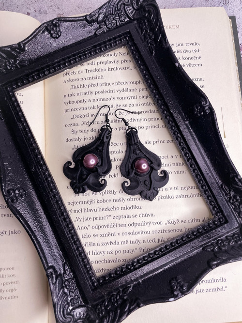 Náušnice Goth victorian černé fialové