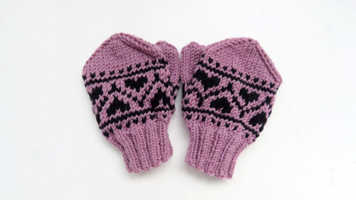 Palčiaky pre deti - srdiečka (100% merino) 1,5-2,5