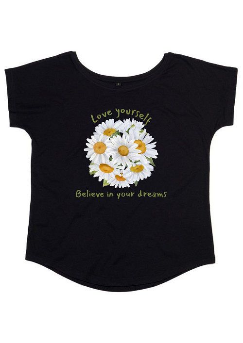 Bio dámské tričko "Love yourself & Daisies"