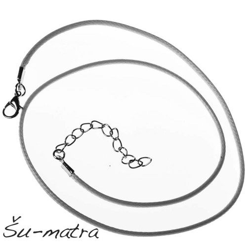 Voskovaná šňůrka se zapínáním, šedá, 45 cm, 2 mm