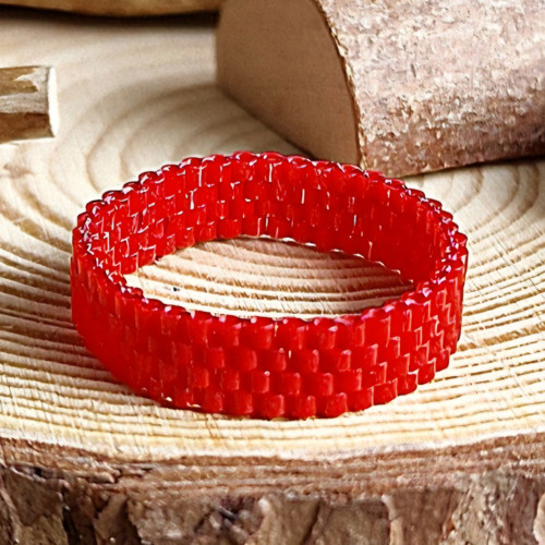 PRSTÝNEK Miyuki 4 řady (červený)