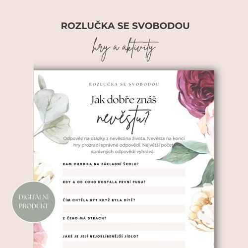 Hra: Jak dobře znáš nevěstu (digitální produkt)