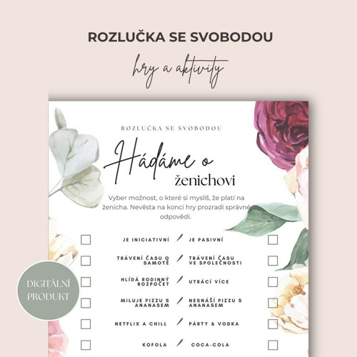 Hra: Hádame o ženíchovi (digitální produkt)