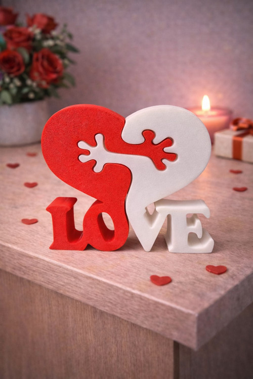 Skládací srdce LOVE - červená a bílá