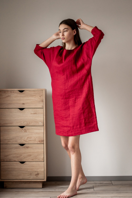 Lněné šaty Kimono