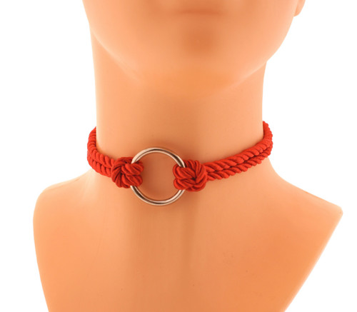 Shibari provazový choker collar s o kroužkem