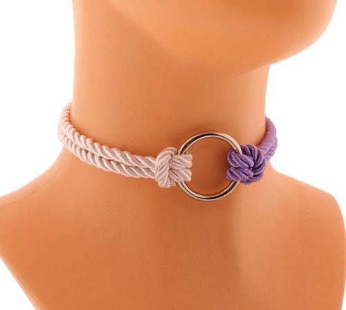 Shibari provazový choker collar s o kroužkem