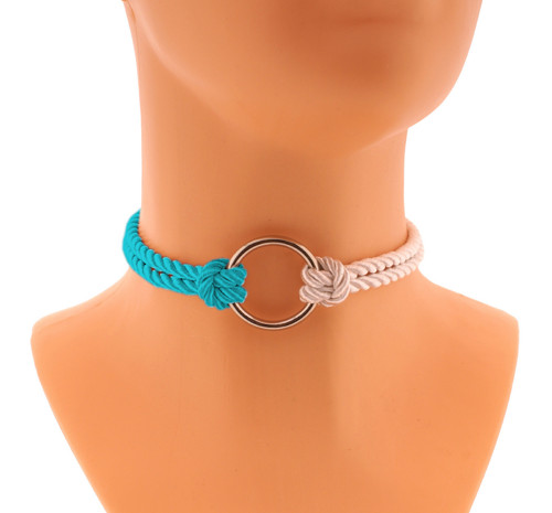 Shibari provazový choker collar s o kroužkem