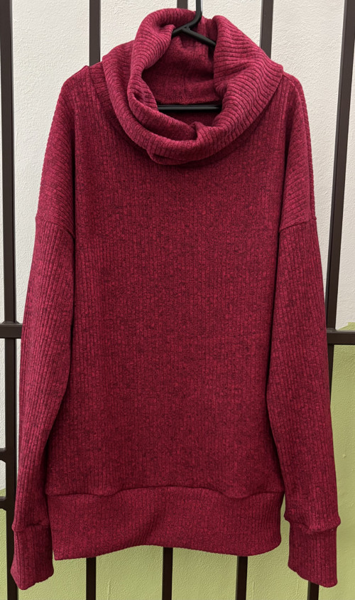 Rolák -pletenina-Malinová-žebro XS,S,M,L