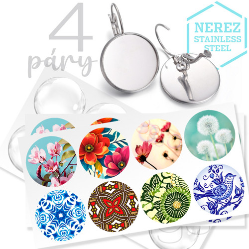 4 páry OCEL náušnic včetně obrázků + epoxy