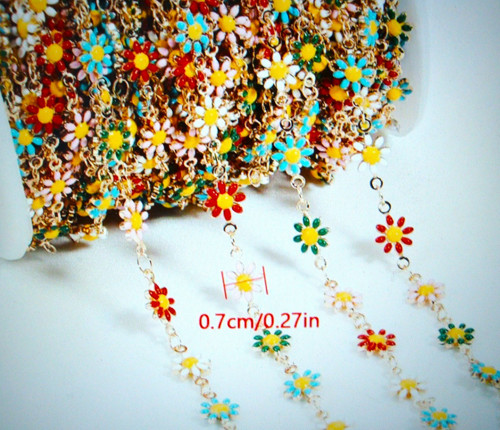 Řetízek s barevnými květinkami (10cm)