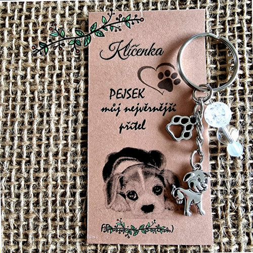Klíčenka PEJSEK (s přívěsky a korálky)