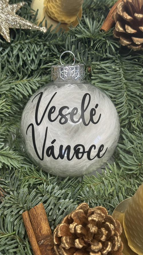 Baňka / Vánoční ozdoba s nápisem Veselé Vánoce