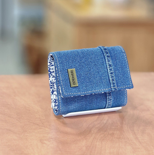 JEANS MODRÁ + SVĚTLÝ LIDOVÝ MOTIV - Malá peněženka