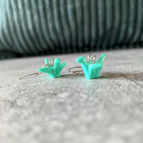 Náušnice ptáčci origami zelené