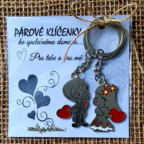 Sada 2 ks - Párová KLÍČENKA (pár se srdíčky)