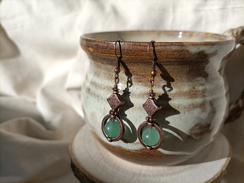 Boho náušnice s akvamarínem — foto 1