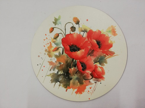 Podtácek destička - Vlčí máky - 10cm