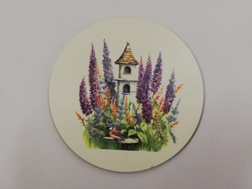 Podtácek destička - Levandule s budkou - 10cm