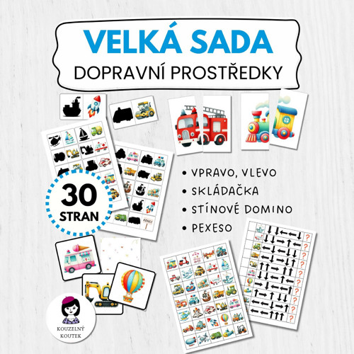 Velká sada - doprava | skládačka | pexeso | domino