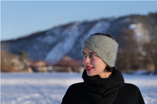 Luxusní dvouvrstvá mohérová čelenka – šalvějová