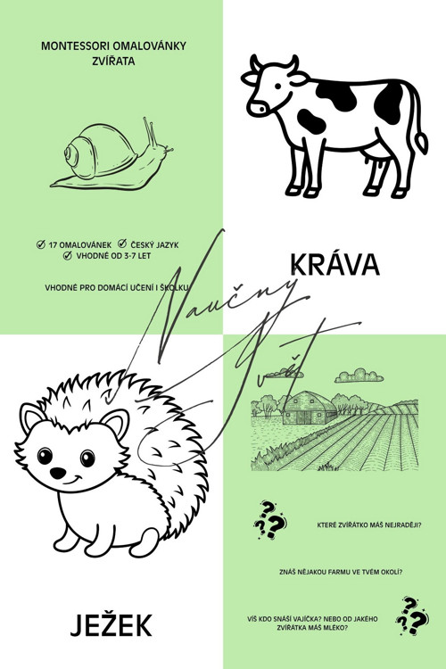 Montessori omalovánky - zvířata