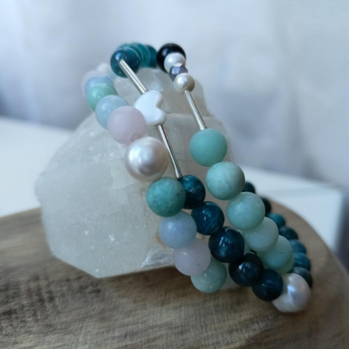 Náramek Apatit s perlou