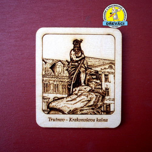 Turistický magnet dřevěný Trutnov - kašna Krakonoš