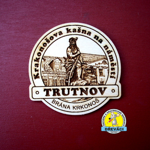 Turistický magnet dřevěný Trutnov Krakonoš kulatý