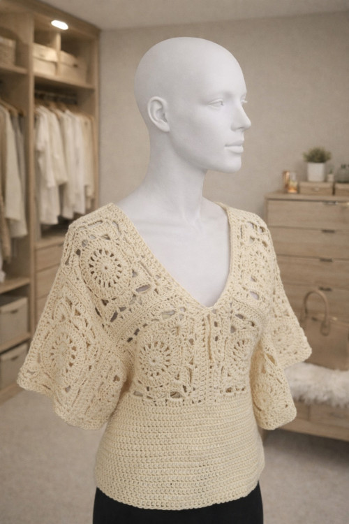 Letní háčkovaný top – granny square