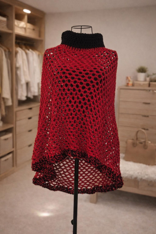 Háčkované boho pončo s mandalou – Carmen
