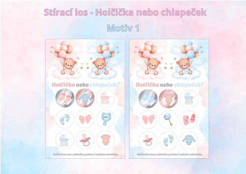 Stírací los - holka/kluk - motiv 1